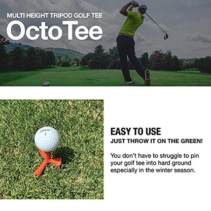 OctoTee, unisex-adult Flexible Tripod Colorful Rubber Golf Tee with Multi Height, Pack of 2