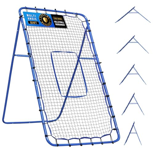 Volleyball Baseball Rebounder Net, Softball Rebounder Pitchback Net Quick Adjustments, Quick Adjustments Lacrosse Bounce Back Practice Equipment, Ideal for Outdoor Indoor and Backyard Training - size: 6FTx4FT, style: Multi-Sport Rebounder Net