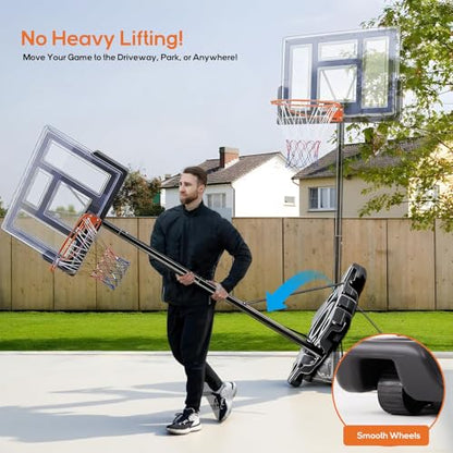 Portable Basketball Hoop Outdoor, Adjustable Basketball Hoops Goal System Shatterproof Backboard, Shock Absorbent Rim, Fillable Base for Swimming Pool/Backyard/Driveway - style: Grey 6.1-10FT