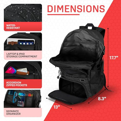 Spalding Basketball Backpack Sports Bag Ultimate Edition | Large Black Backpack with Shoe and Ball Compartment | Use for Sport Accessories and Stuff | Improved Material | Gifts for Basketball Players