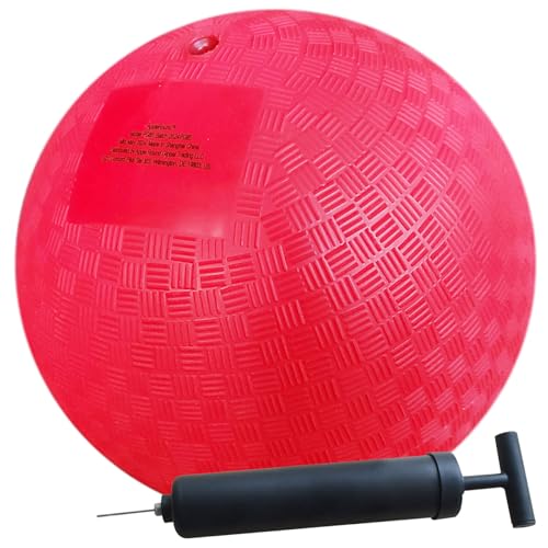 AppleRound 10-inch Playground Ball with Air Pump - Dodgeball, Handball, Kick Ball for Camps and Schools (Red)