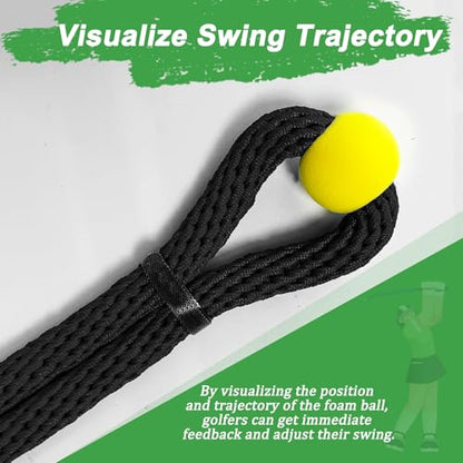 Golf Rope Swing Trainer, Professional Golf Swing Rope Training Aid to Improve Speed, Tempo, Rhythm, Flexibility and Strength, Golf Warm-Up Practice Equipment for Golfers of All Levels - color: Black