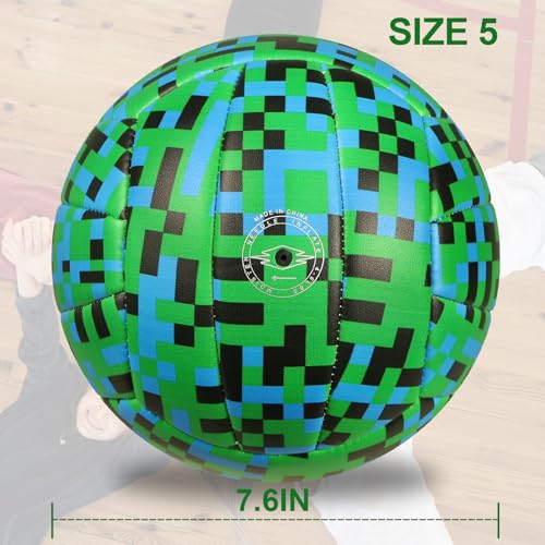 Volleyball Size 5 - Soft PU Leather Indoor/Outdoor Ball for Training & Games, Mosaic Design, Ideal for Beginners, Teens & Adults