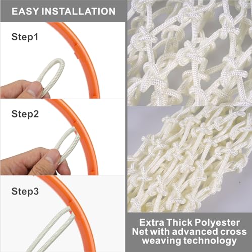 Basketball Net Replacement 1 Pack, Basketball Nets Heavy Duty Outdoor with 12 Loops, for All-Weather 21inches (10 oz), Anti Whip, Fits Standard Indoor or Outdoor Hoop, Rim Not Included