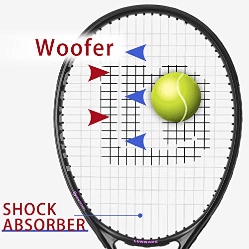 Adults Tennis Racket 2 Pack, Durable 27 Inch Coupled Tennis Racquet Light-Weight, Pre-Strung and Regrip, Suitable for Beginners to Intermediate Players - color: Purple+Pink