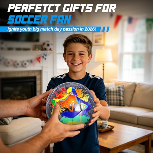 Size 4 Soccer Ball, Durable Long-Lasting Construction Soccer Balls for Kids Teens Boys Girls Youth Soccer Players Skill Practicing Training Gifts