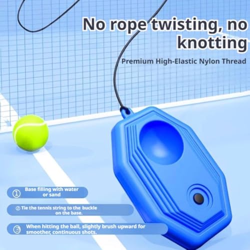 Tennis Trainer, Tennis Practice Rebounder, Tenniss Buddy, Solo Training Equipment with Fillable Baseboard & Rope, Used for Backyard, Local Court, Or Even Park