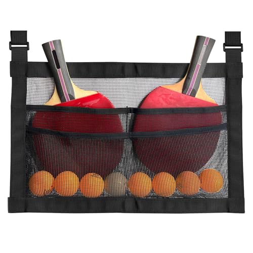 Ping Pong Paddle Holder,Under Table Ping Pong Racket and Ball Rack Organizer,Hanging Mesh Bag for Table Tennis Accessories Storage.and Organization