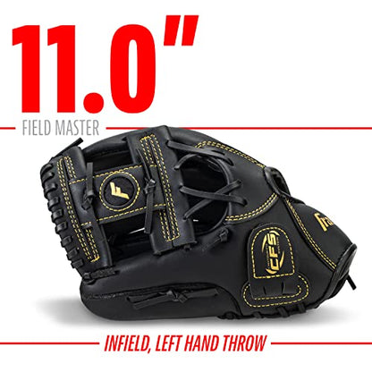 Franklin Sports Field Master Baseball + Softball Glove - Field Master Adult + Youth Baseball + Softball Mitt - Men's + Women's Gloves - Right Hand Throw - color: Black/Gold, style: 11" - I Web