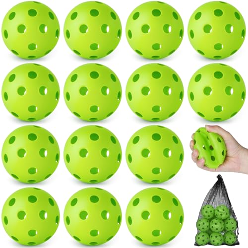 Coopay 14/48 Pack Practice Baseball Softball, Plastic Training Balls Lightweight Hollow Limited Flight Softballs for Hitting, Pitching, Batting Training Indoor Outdoor Use - color: Green, style: 14 Pack