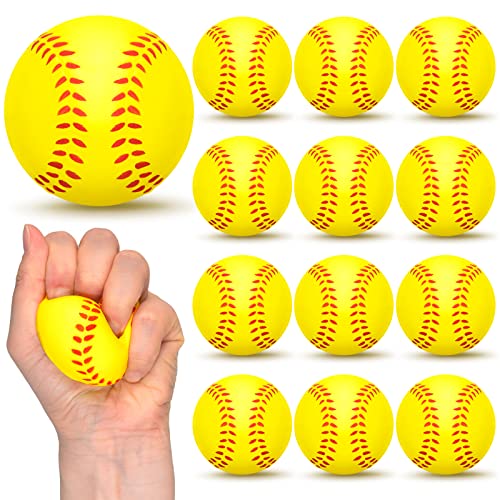Minatee 12 Pieces Mini Softballs Foam Softball, Stress Balls 2.5' Sports Balls Goodie Bag Stuffers, Small Squeeze Anxiety Bulk Ball, Birthday Gift School Carnival Party Favors Supplies