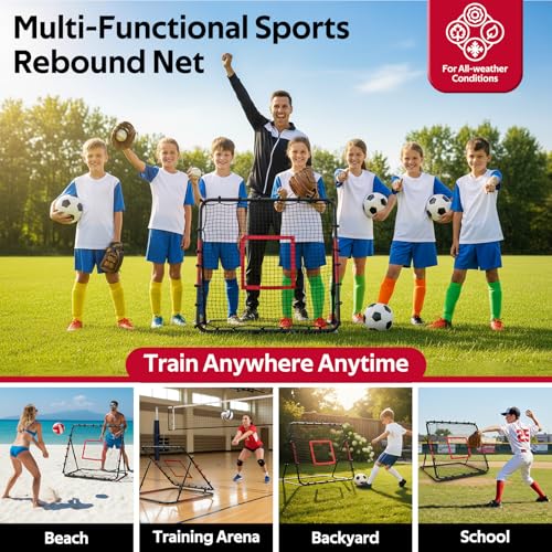 VAVOSPORT Volleyball Rebounder Net 40"x40" – Adjustable Angles Bounce Back Training Equipment for Volleyball, Baseball, Softball & Lacrosse, Durable, Portable, Easy Setup for Indoor & Outdoor Practice
