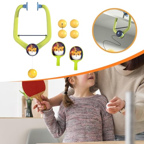 Yiju Indoor Hanging Table Tennis Training,Self Exercise,Parent Child Toy,Paddles and Balls Hanging Table Tennis Set for Kids Teens