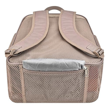 Oraben Heavy Duty Mesh Pack With Rain Cover See Through Backpack Mesh Backpack Bookbag Ideal for Class, Work, Travel, Beach Outings (Khaki) - color: Khaki