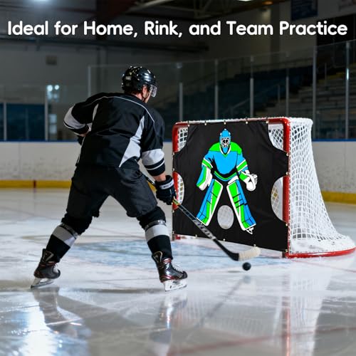Doublehorse Ice Hockey Training Target - Durable Quick Install PVC Goalie for Shotting Accuracy Skill Development Suit Indoor Outdoor All Weather - for Youth Adults with 5 Hole - 1 Piece