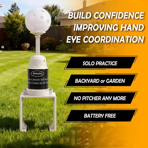 Big Ball Baseball Practice Popper, Pop Up Tee Balls to The Perfect Height for Batting Trainer, Batting Machine for Practicing Hitting Without a Pitcher - color: IVORY with 5 Big Balls