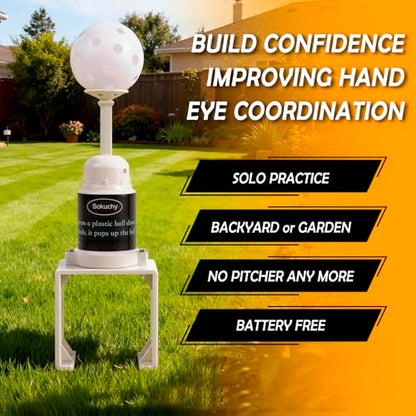 Big Ball Baseball Practice Popper, Pop Up Tee Balls to The Perfect Height for Batting Trainer, Batting Machine for Practicing Hitting Without a Pitcher - color: IVORY with 5 Big Balls