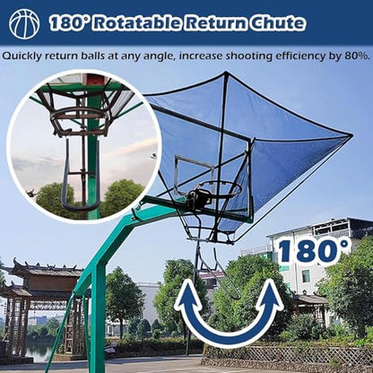 Basketball Hoop Returner Return Attachment Rebounder Metal with Rotation Slot Gym Net for Home School Playground Outdoor Court Shooting T