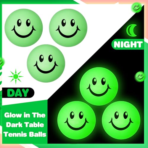 Soulchen 36 Pcs Glow in The Dark Table Tennis Balls 40mm Lighted Table Tennis Ball Luminous Green Neon Ball for Outdoor Practice Night Party Decor Sports Activities Party Favor Goodie Bag Gift