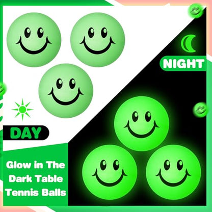 Soulchen 36 Pcs Glow in The Dark Table Tennis Balls 40mm Lighted Table Tennis Ball Luminous Green Neon Ball for Outdoor Practice Night Party Decor Sports Activities Party Favor Goodie Bag Gift