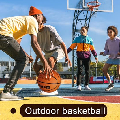 Wettarn Rubber Training Basketball with Pump Street Ball Made for Teens Adults Indoor and Outdoor Game Gym Training Competition Basketball Games - size: Size 7
