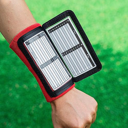 Quarterback Play Wristband - 3 Playsheet Compartments - Perfect for Flag and Tackle Football-2 Inserts Included-Youth,Single - color: Red
