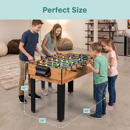 SereneLife Multi Game Table, 48” Sports Arcade Games with Accessories, Ping Pong, Hockey, Pool Billiards, Soccer Foosball All in One, for Indoor and Outdoor, Family, Kids and Adults