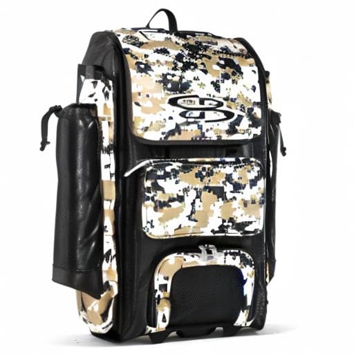 Boombah Catchers Superpack Hybrid Rolling Digital Camo Bat Bag - Multiple Colors - Wheeled & Backpack Version - color: Black/Vegas Gold