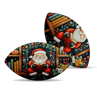 American Football, Official Size 11.9 x 7.3 Inch, Premium Composite Leather High-Grip Ball with Pro-Style Lacing, Unique Prints for Training, Games & Gifts - color: Santa Claus