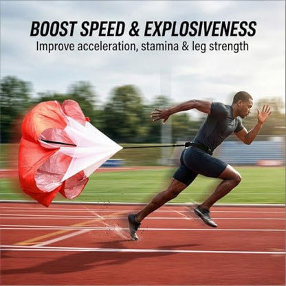 Football Kick Trainer Parachute Resistance with Adjustable Waist Strap for Youth Field, Backyard, Speed and Power Drills - color: Red