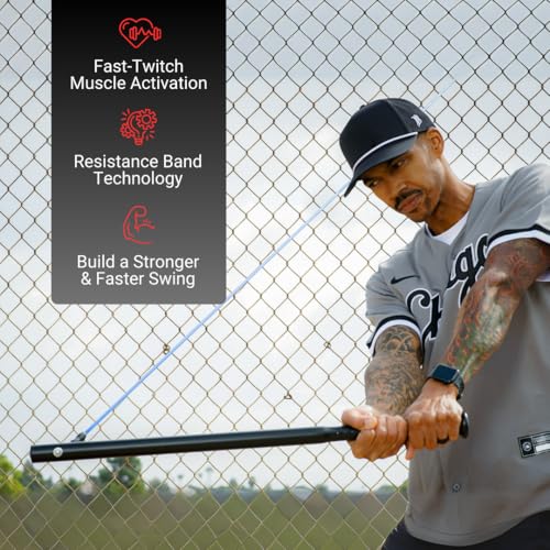 Power Swing Original Swing Strength Training Bat. Baseball Softball Cricket Training Bat, 1 Attachment Point. 5 Adjustable Resistance Bands, Build Bat Speed & Power At Home, Training All Ages