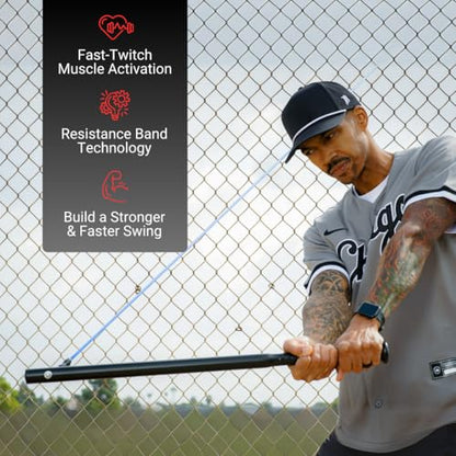 Power Swing Original Swing Strength Training Bat. Baseball Softball Cricket Training Bat, 1 Attachment Point. 5 Adjustable Resistance Bands, Build Bat Speed & Power At Home, Training All Ages