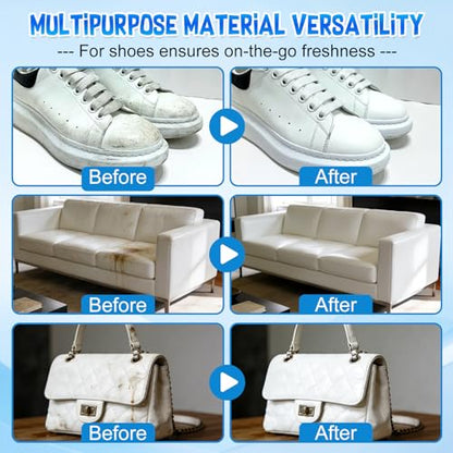 2PCS White Shoe Cleaning Cream, Multipurpose No-Wash Solid Paste with Sponge,Multipurpose White Shoes Clean Cream, Shoes Cleaner for Leather Sneakers Soles