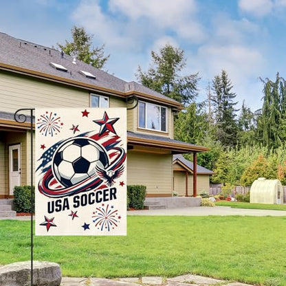 AVOIN colorlife Global USA Soccer Garden Flag 12x18 Inch Double Sided, America Game Day Sport Season Yard Outdoor Flag