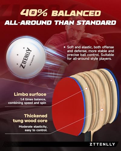Ping Pong Paddle with Carbon Technology | Performance-Series,7-ply Finest Blade, Expert Speed/Edge/Balance, Thicker Protector Case | Table Tennis Racket for Professional - color: 1-Pack, style: Balance