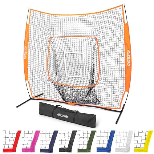 GoSports 7 x 7 ft Baseball & Softball Nets - Available in Team Colors - Batting & Pitching Net with Strike Zone