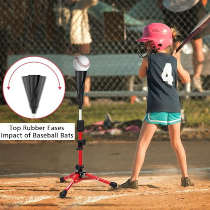 BaseGoal Baseball Tee for Kids,Batting Tee,Softball Tee,Youth Hitting Tee,Teeball Tee,Travel Tee,Easy Adjustable Height