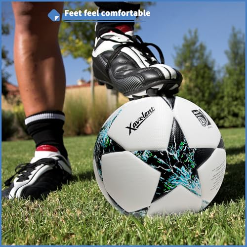 Professional Soccer Ball Size 5, Thermal Bonded Waterproof PU Match-Quality Training Ball with Pump - color: black and whtie, size: size 5