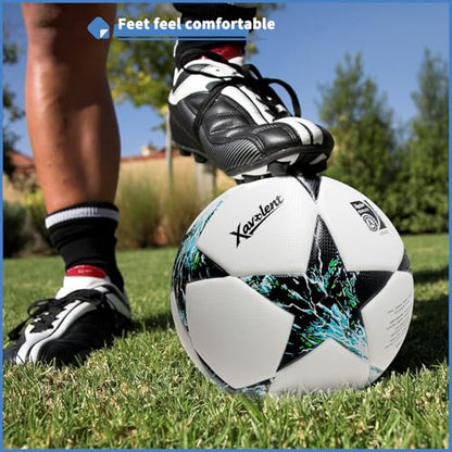 Professional Soccer Ball Size 5, Thermal Bonded Waterproof PU Match-Quality Training Ball with Pump - color: black and whtie, size: size 5