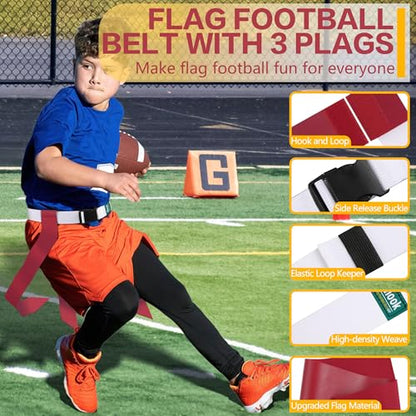 Flag Football Belts, 10/14 Player White Flag Football Sets for Youth, Kids and Adults Team Sports Training Games - color: Red and Yellow