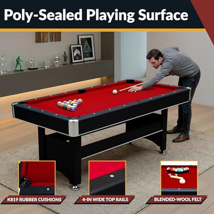 Hathaway Spartan 6 Ft Pool Table, with Ping Pong Multi Game Combo Tables for Family Recreation Game Rooms - Includes Billiard Balls, Cues, Paddles, Brush & More
