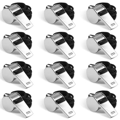 Fya Sports Whistle with Lanyard, Very Loud Stainless Steel Whistle, Ideal for Coaches, Referees, Personal Defense, and Recreation - color: 12PCS
