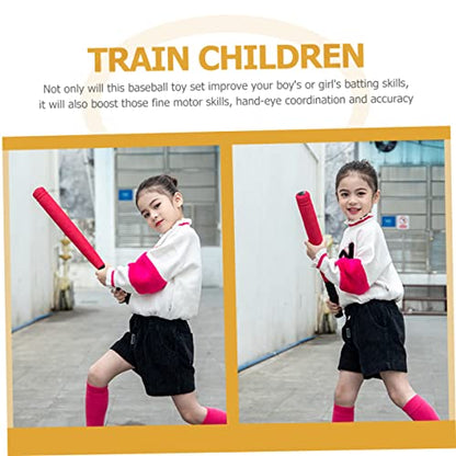 EVA Baseball Bat Red with Net Bag Outdoor Training Baseball for Boys and Enhances Batting Skills Hand Eye Coordination Parent Interactive Sports