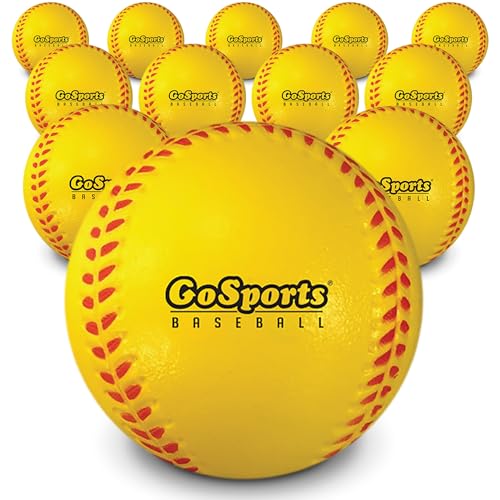 GoSports Foam Training Baseball 12 Pack - Regulation Size Foam Baseballs for Soft & Safe Throwing, Catching and Batting Practice