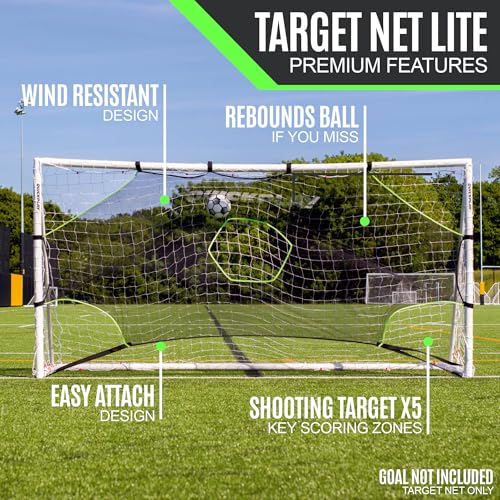QuickPlay Target Net Lite Soccer Target Net - 5-Zone Shooting Trainer for Backyard & Club Practice - Easy Setup Soccer Training Equipment for Kids to Adults - Durable Mesh for Home Soccer Training - style: 16 x 7'