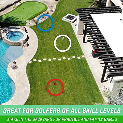 GoSports Golf Flags 3 Pack – Portable Foldable Backyard Golf Flagsticks for Chipping, Short Game Practice & Family Golf Games