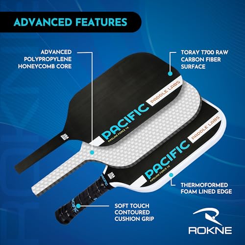 Carbon Fiber Pickleball Paddles | USAPA Approved Pickleball Paddles | Pro Grit Texture, Max Spin & Comfort | Pickle Ball Paddles Include Paddle Cover | 13MM & 16MM - color: PIPELINE FORCE 16.25" x 7.75" x 16mm