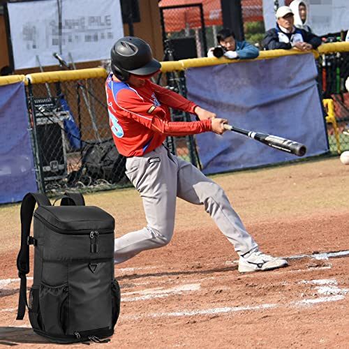 Baseball Backpack Equipment Bag for Adult with 2/4 Bat Holder & Fence Hook Lightweight Mens Softball Bag with Shoes Compartment Coaches Catchers Team Baseball Gear Bags Youth Boys - color: 1 Black