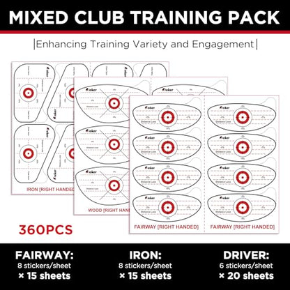 Golf Impact Tape - High-Resolution Strike Stickers for Iron, Wood & Fairway Clubs, Non-Residue, Swing Training Aid Impact Labels