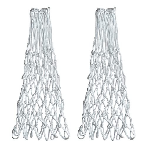 Sanung 2PCS White Basketball Net Replacement 12 Loops 21 inch Professional Anti-Whip with Storage Pouch for Competition Standard Indoor Outdoor All-Weather Thick Mesh Nets